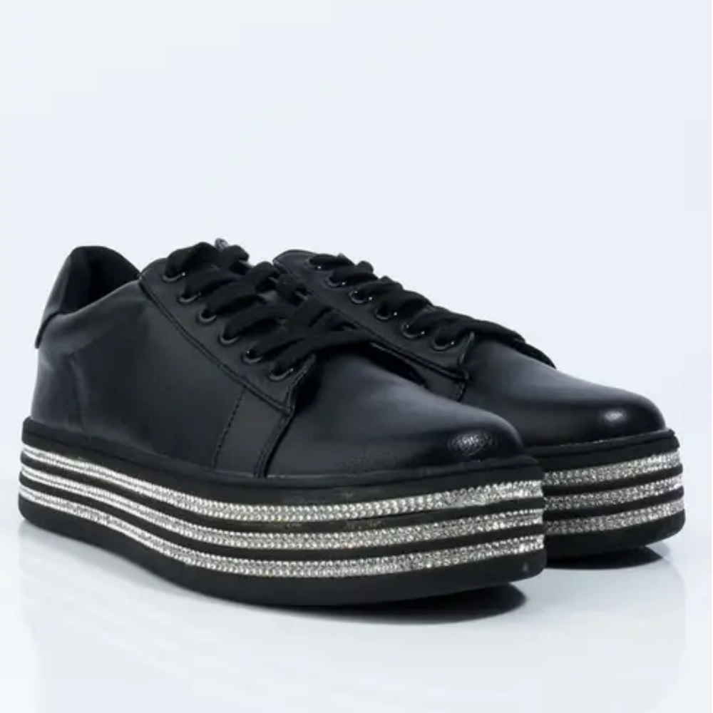 𝙉𝙚𝙬 𝙄𝙣!🖤💎Black Rhinestone Platform Sneaker - Picture 8 of 8